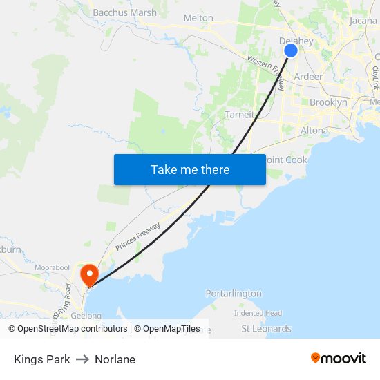 Kings Park to Norlane map