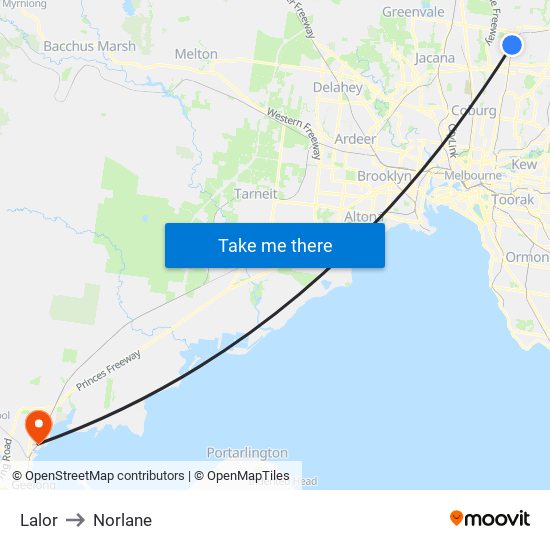 Lalor to Norlane map