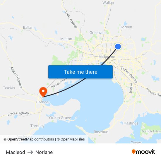 Macleod to Norlane map