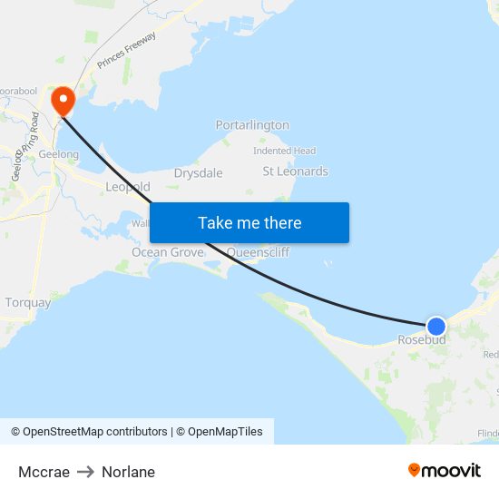 Mccrae to Norlane map