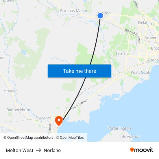 Melton West to Norlane map