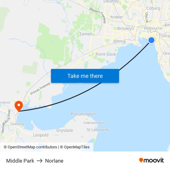 Middle Park to Norlane map