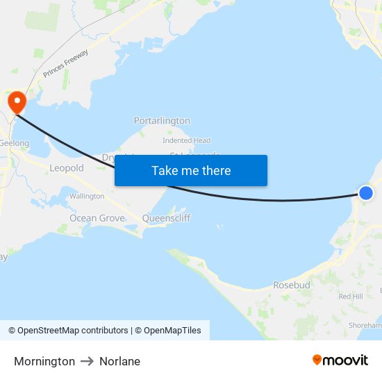 Mornington to Norlane map