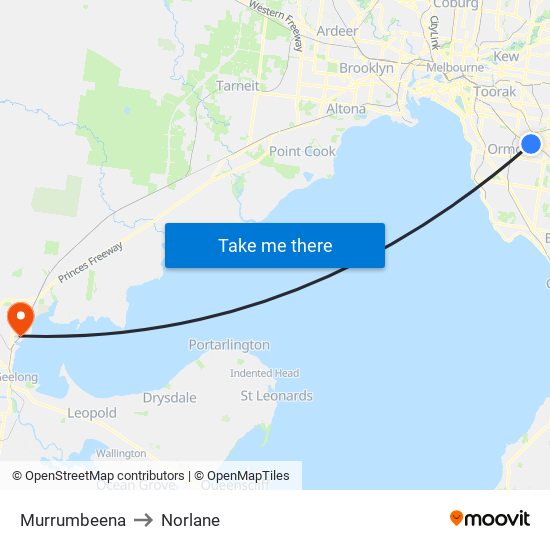 Murrumbeena to Norlane map