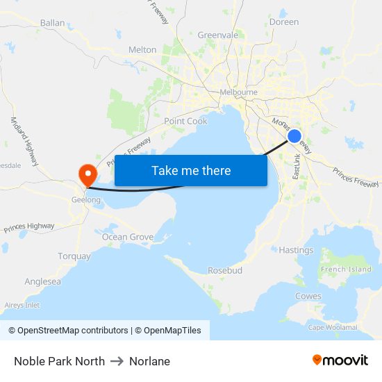 Noble Park North to Norlane map