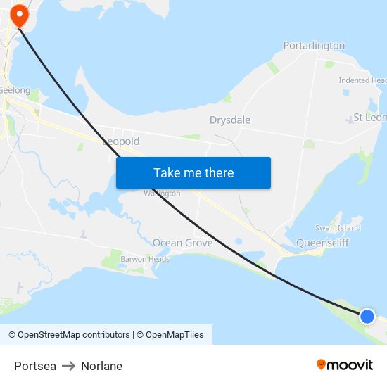 Portsea to Norlane map