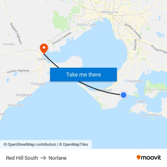 Red Hill South to Norlane map