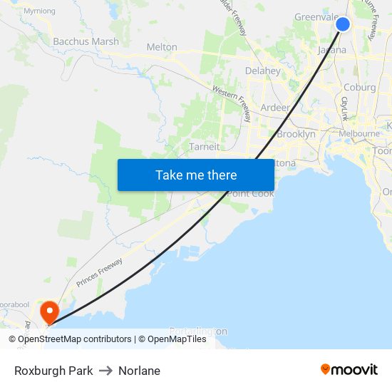 Roxburgh Park to Norlane map