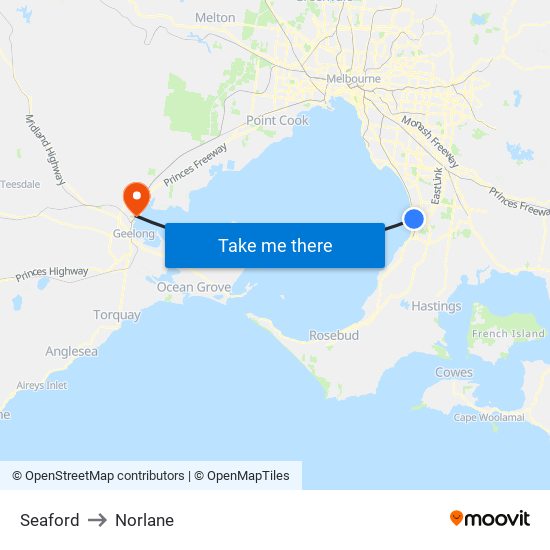 Seaford to Norlane map