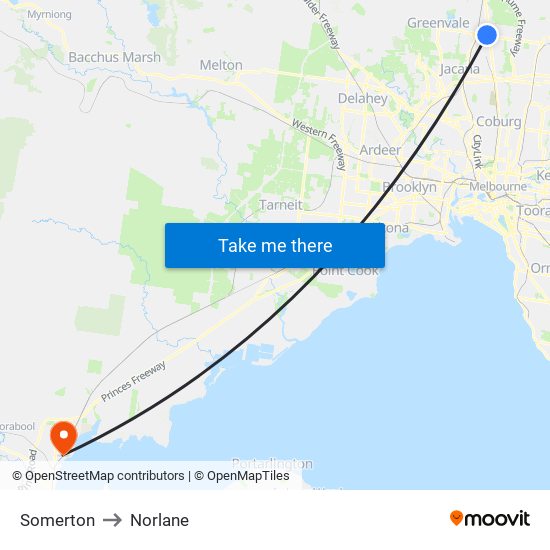 Somerton to Norlane map