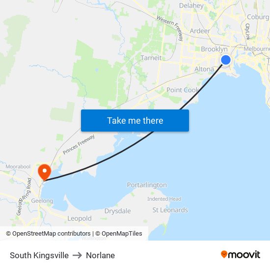 South Kingsville to Norlane map