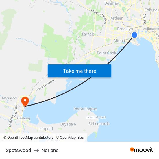 Spotswood to Norlane map