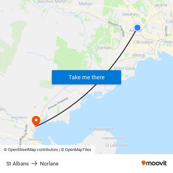 St Albans to Norlane map