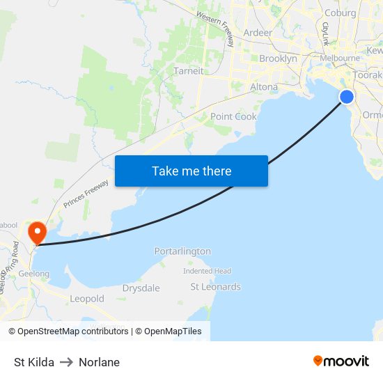 St Kilda to Norlane map