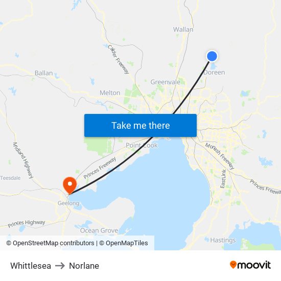 Whittlesea to Norlane map