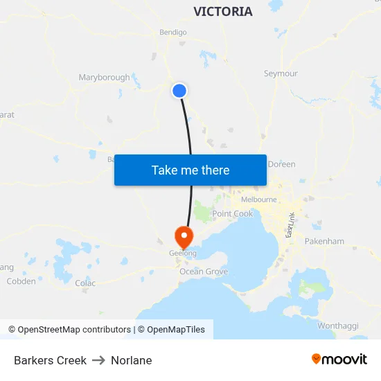 Barkers Creek to Norlane map