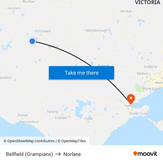 Bellfield (Grampians) to Norlane map