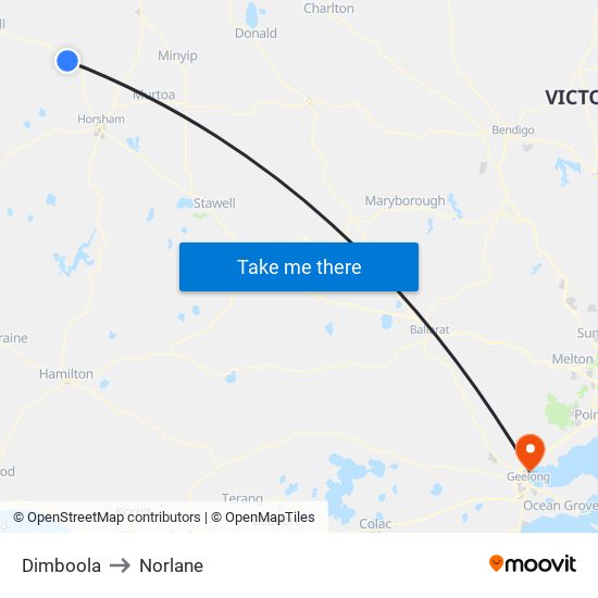 Dimboola to Norlane map