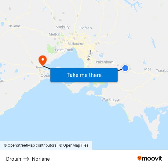 Drouin to Norlane map