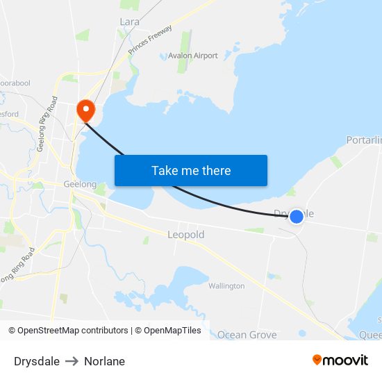 Drysdale to Norlane map