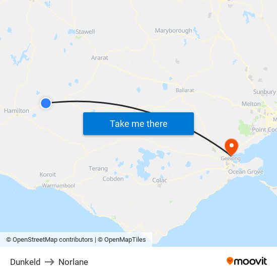 Dunkeld to Norlane map