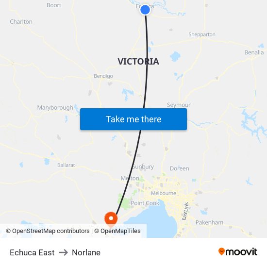 Echuca East to Norlane map