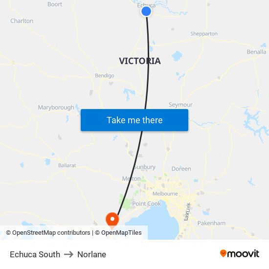 Echuca South to Norlane map