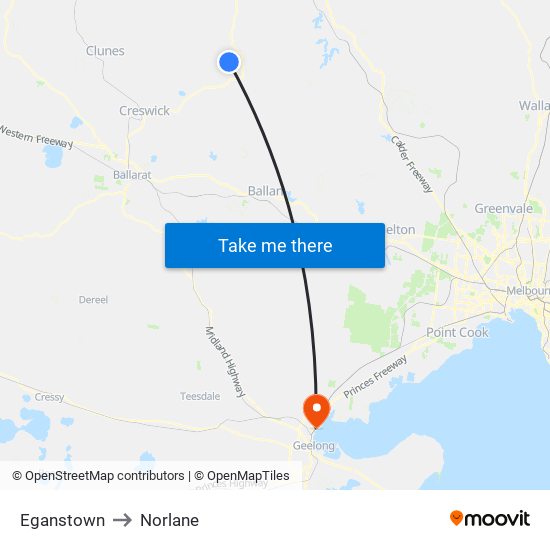 Eganstown to Norlane map