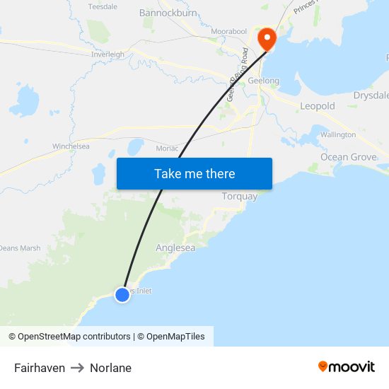 Fairhaven to Norlane map