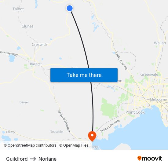 Guildford to Norlane map