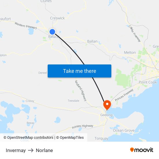 Invermay to Norlane map