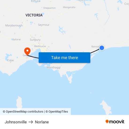 Johnsonville to Norlane map
