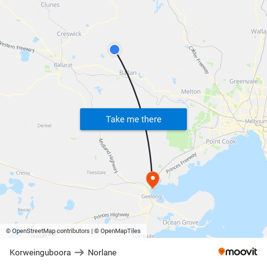 Korweinguboora to Norlane map