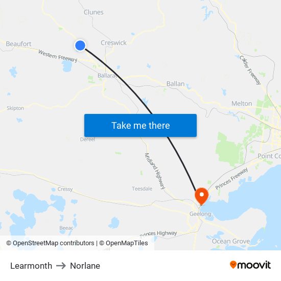 Learmonth to Norlane map