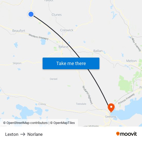 Lexton to Norlane map
