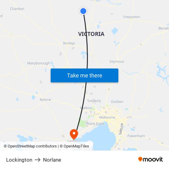 Lockington to Norlane map