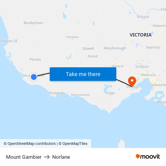 Mount Gambier to Norlane map