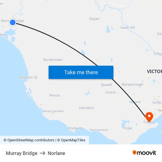 Murray Bridge to Norlane map