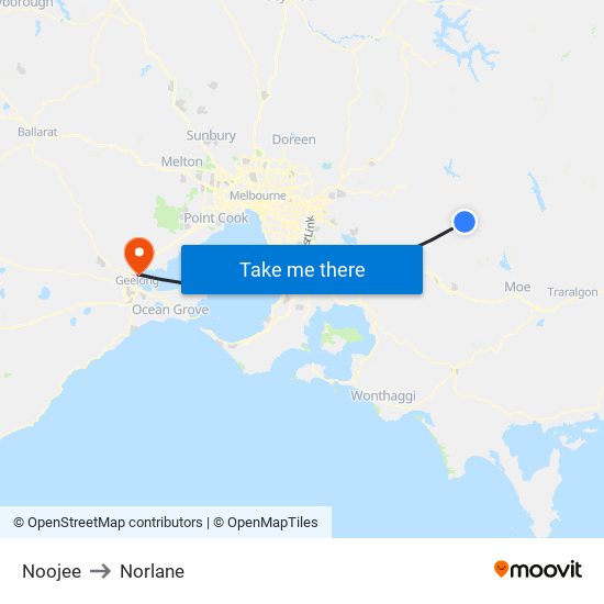 Noojee to Norlane map