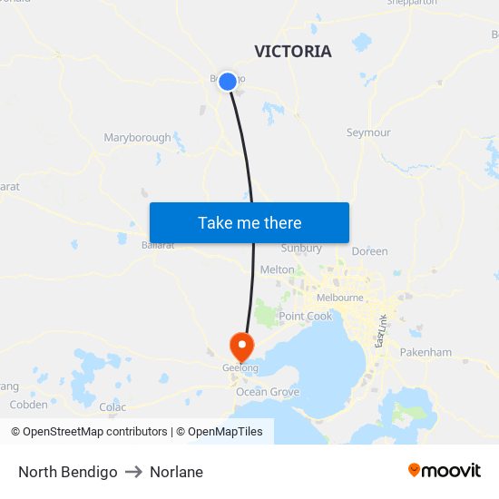 North Bendigo to Norlane map