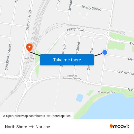 North Shore to Norlane map