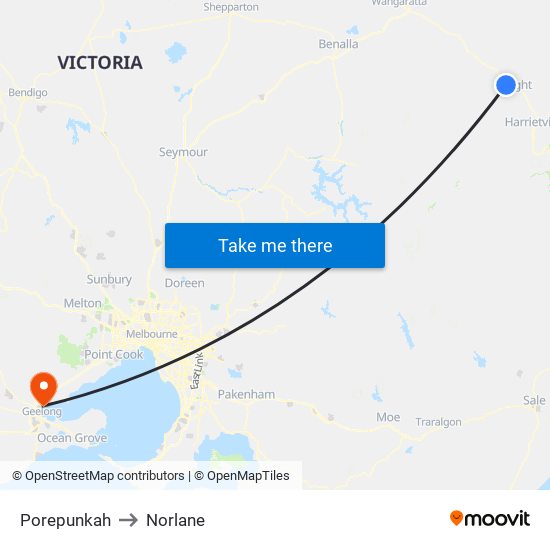 Porepunkah to Norlane map