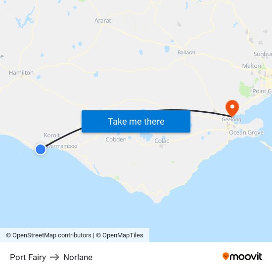 Port Fairy to Norlane map