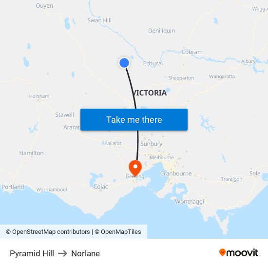 Pyramid Hill to Norlane map