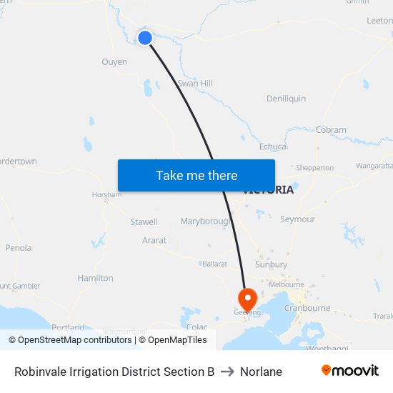 Robinvale Irrigation District Section B to Norlane map