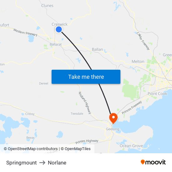 Springmount to Norlane map