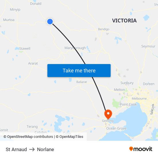 St Arnaud to Norlane map