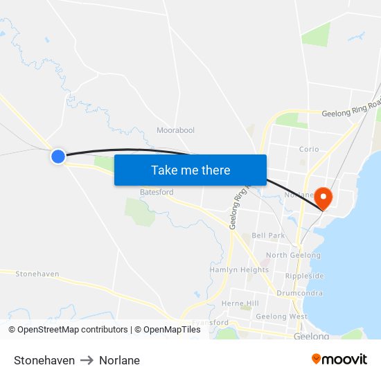 Stonehaven to Norlane map