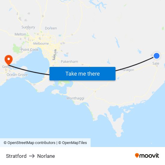 Stratford to Norlane map