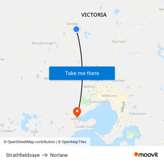 Strathfieldsaye to Norlane map